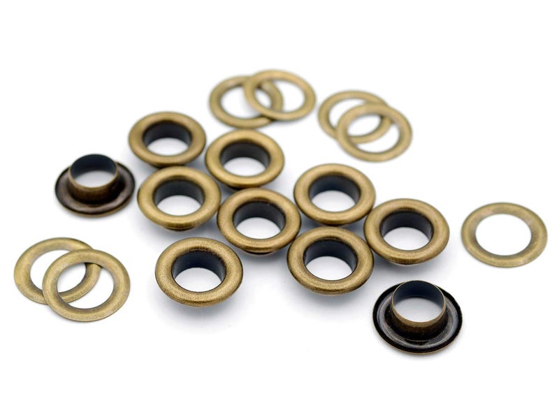 CRAFTMEMORE 3/16" (5MM) Hole Size 100 Sets Antique Brass Bronze Metal Grommets Eyelets with Washers for Bead Cores, Clothes, Leather, Canvas (Antique Brass) - Image 5